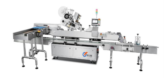 Vertical rotary horizontal adhesive labeling machine